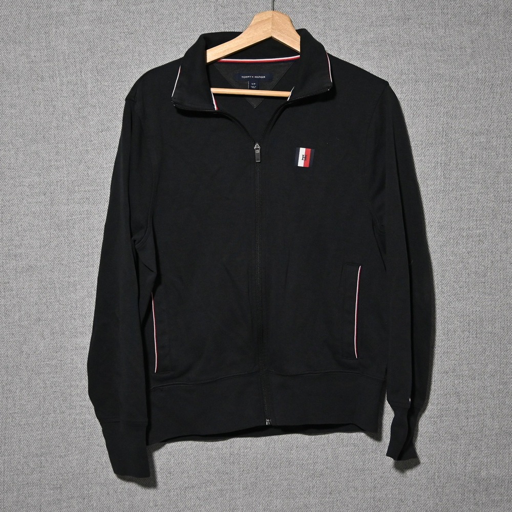 Tommy Hilfiger Track Jacket Mens Full Zip Logo Patch Small Black India